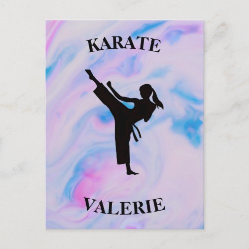 Girls Karate Pastel Swirl Postcard