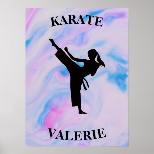 Girls Karate Pastel Swirl Poster