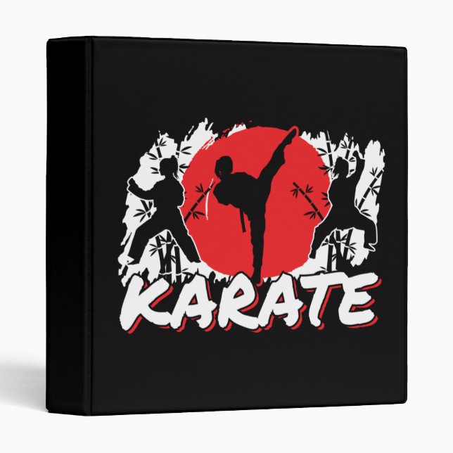 Girls Karate - Patriotic Japan Japanese Theme 3 Ring Binder (Front/Spine)