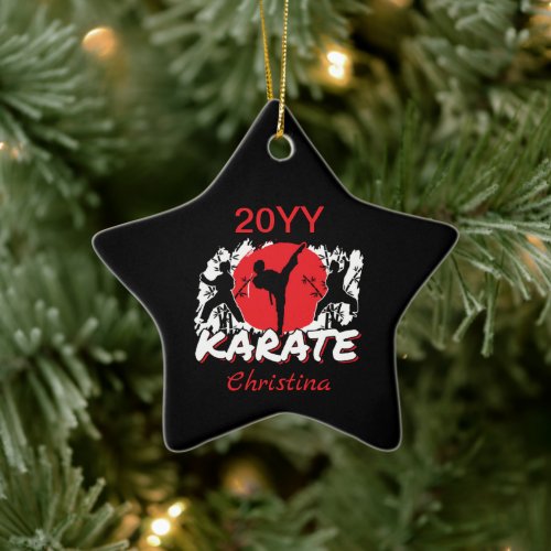Girls Karate - Patriotic Japan Japanese Theme Ceramic Ornament