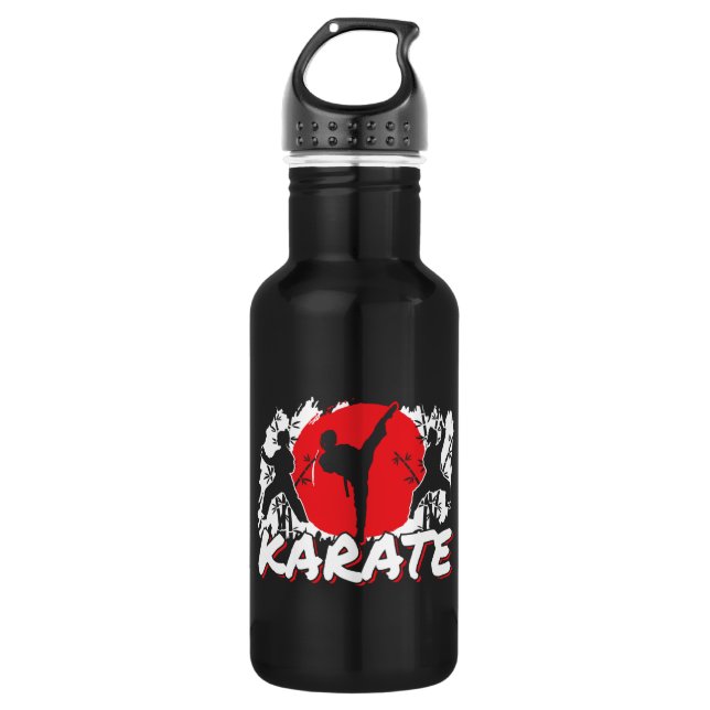 Girls Karate - Patriotic Japan Japanese Theme Stainless Steel Water Bottle (Front)