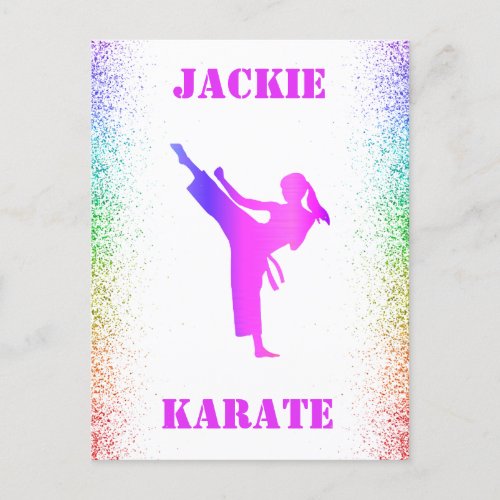 Girls Karate Rainbow Speckles  Postcard