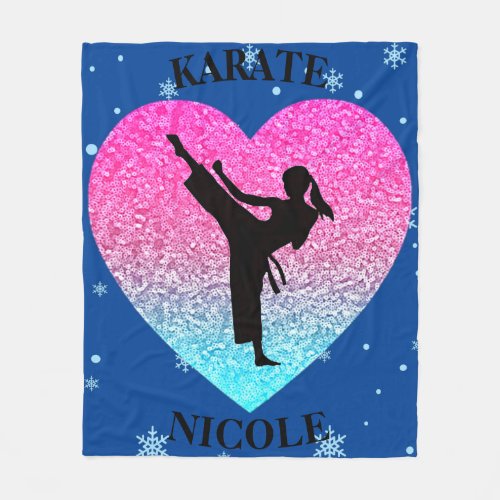 Girls Karate Snowflake Fleece Blanket