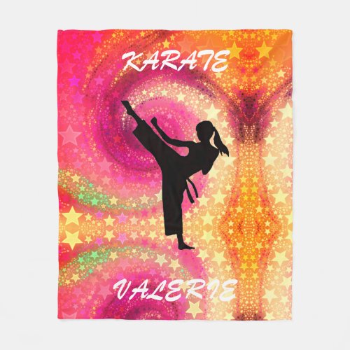 Girls Karate Tropical Swirl Fleece Blanket