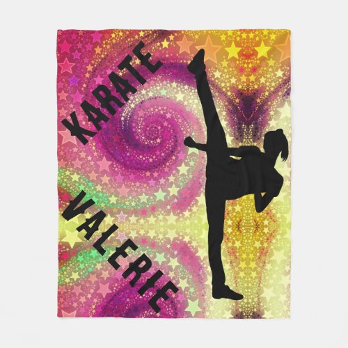 Girls Karate Tropical Swirl High Kick Fleece Blanket