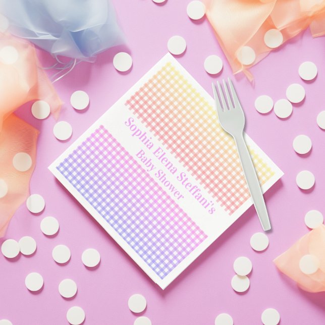 Girls Kids Birthday Baby Shower Pastel Gingham Napkins (Creator Uploaded)