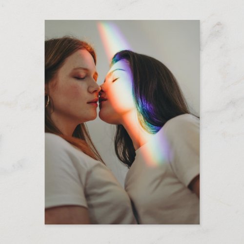 Girls Kissing Rainbow Love photo Postcard