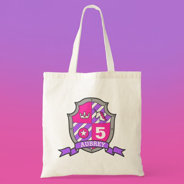 Girls knight shield personalized library bag (Creator Uploaded)