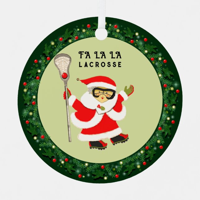 Girls Lacrosse Christmas 2026 Metal Ornament (Front)
