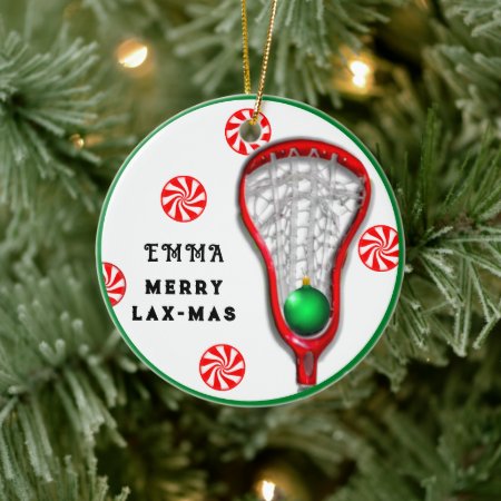 Girls Lacrosse Christmas Collectible Ceramic Ornament