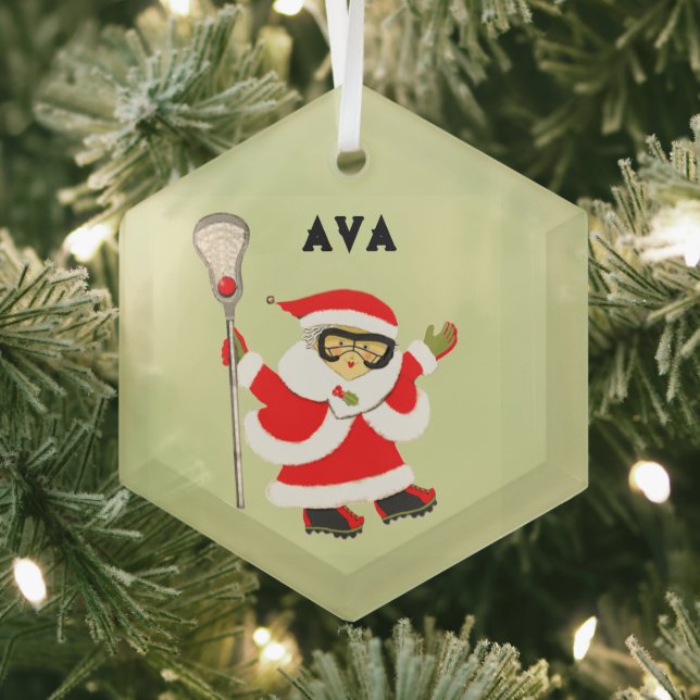 Girls Lacrosse Christmas Collectible Glass Ornament (Insitu)