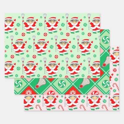 Girls Lacrosse Christmas Wrapping Paper Sheets