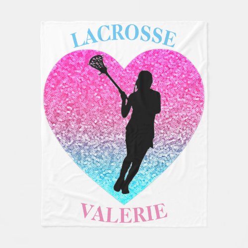 Girls Lacrosse Fleece Blanket with Her Name 