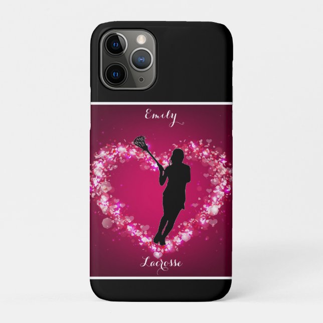 Girls Lacrosse Floating Hearts     Case-Mate iPhone Case (Back)