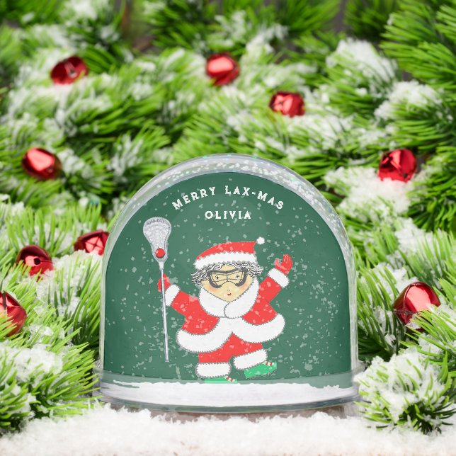 Girls Lacrosse Holiday Gift Snow Globe (Christmas)