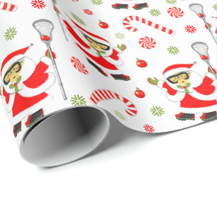 Girls Lacrosse Holiday Gift Wrapping Paper
