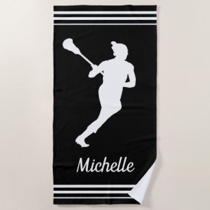 Girls Lacrosse Personalized  Beach Towel