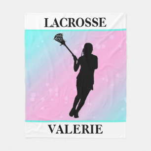 Girls Lacrosse Personalized Pastel Fleece Blanket