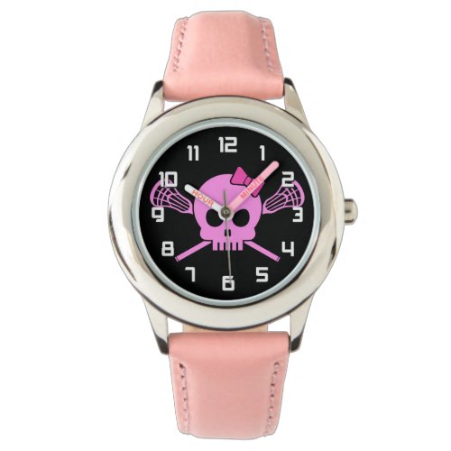 Girls Lacrosse Pink Skull watch