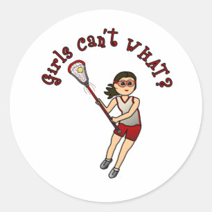 Girls Lacrosse Red Classic Round Sticker