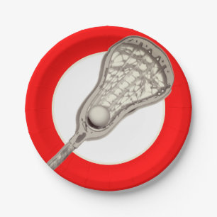 Girls Lacrosse Team Red Paper Plates