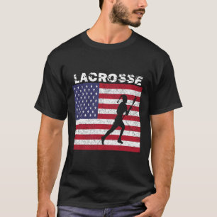 Girls Lacrosse Usa Flag T Shirt Distressed Vintage