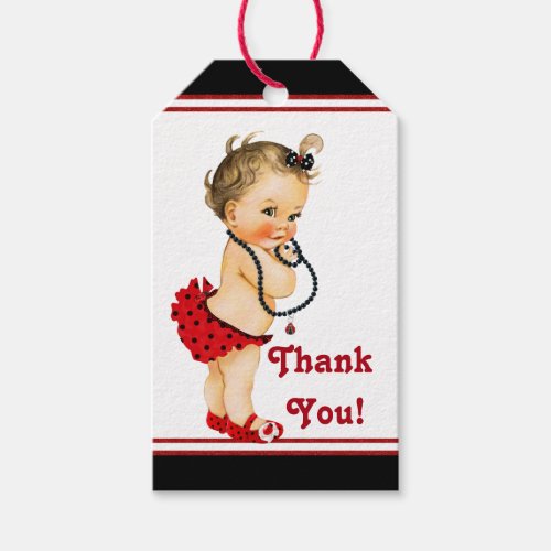 Girls Ladybug Baby Shower Gift Tags