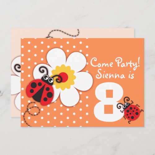 Girls ladybug party purple invitation