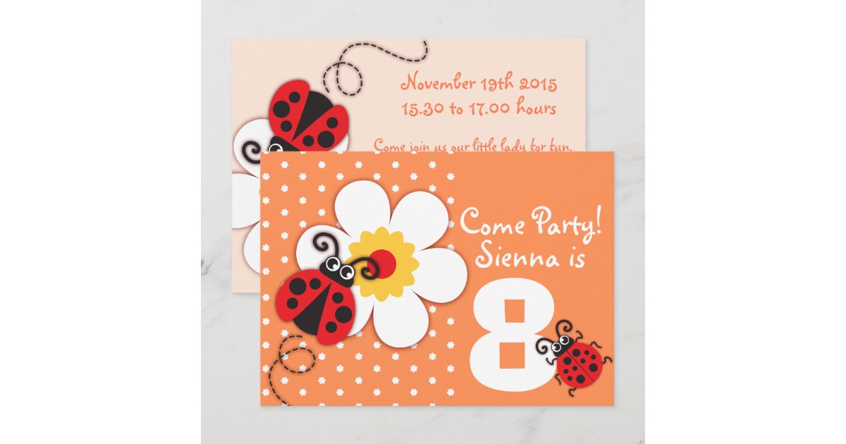 Girls ladybug party purple invitation | Zazzle