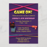 Girl's Laser Tag Birthday Party Invitation