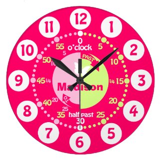 Girls learn to tell time pink butterfly name clock