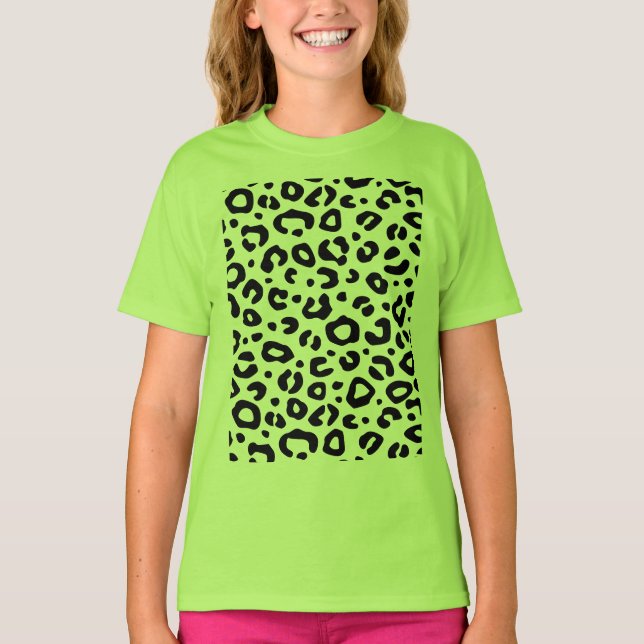 Girls' Leopard Print Design T-Shirt (Front)