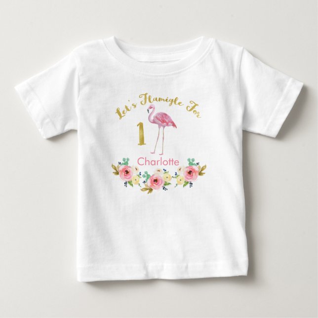 Girls Lets Flamingle 1st Birthday Shirt (Front)