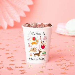 Girl's Let's Pawty Party Ready Dogs Birthday  Paper Cups