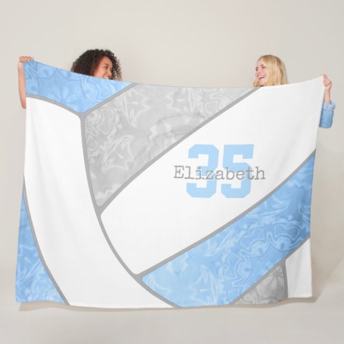 girls light blue gray volleyball  fleece blanket