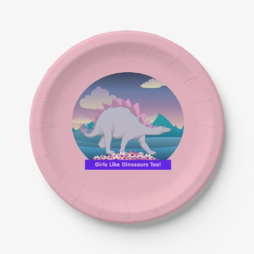 Girls Like Dinosaurs Too Paper Plates