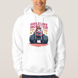 Girls Like Monster Trucks Too Vintage Unicorn Mons Hoodie
