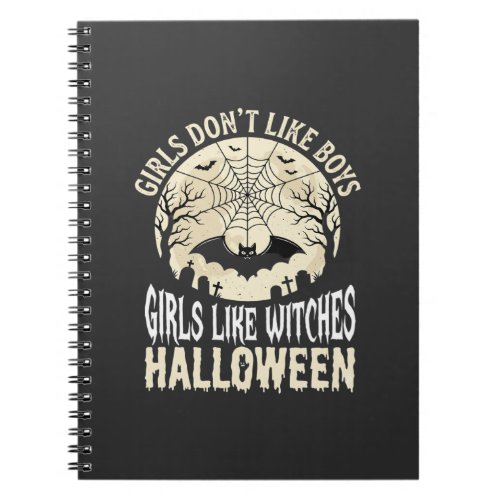 Girls Like Witches Halloween Bat Design_1 Notebook