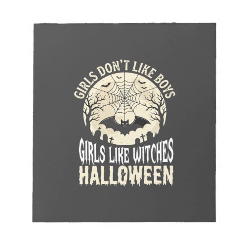 Girls Like Witches Halloween Bat Design_1 Notepad