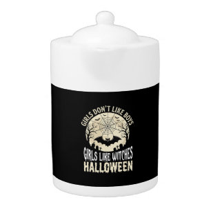 Girls Like Witches Halloween Bat Design_1 Teapot