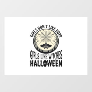 Girls Like Witches Halloween Vintage Vector Design Window Cling