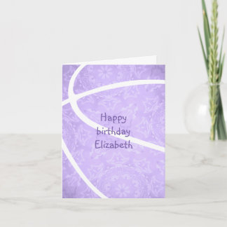 girls lilac purple basketball happy birthday card