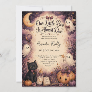 Girls Little Boo Halloween Baby Shower Invitation