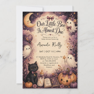 Girls Little Boo Halloween Baby Shower Invitation