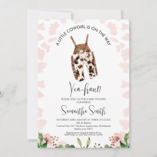 Girls Little Cowgirl On The Way Baby Shower Invitation