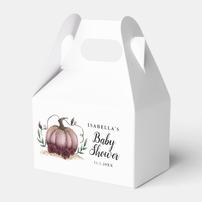 Girls Little Pumpkin Baby Shower Favor Boxes (Front Side)