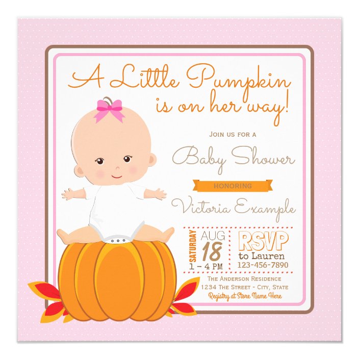 pink pumpkin baby shower invites