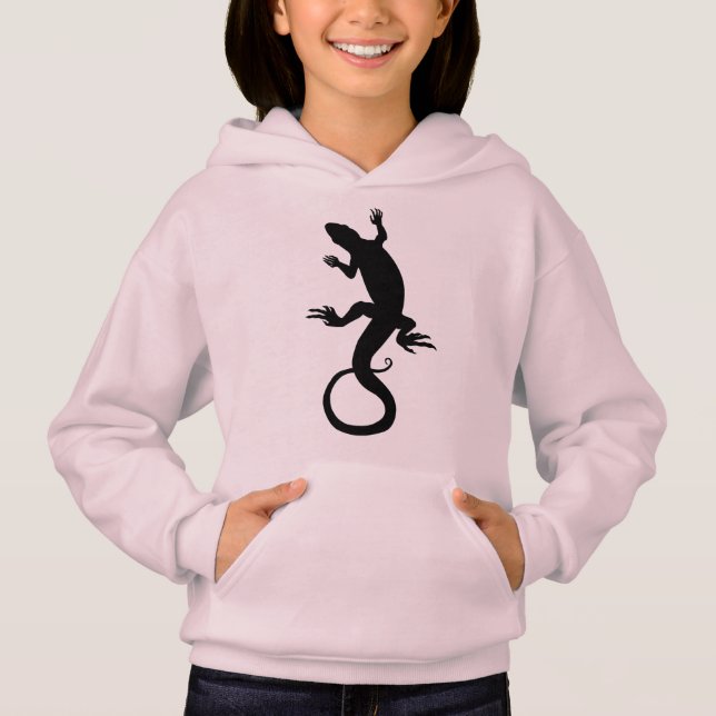 Girl's Lizard Sweatshirt Reptile Art Kids Hoodie (Front)