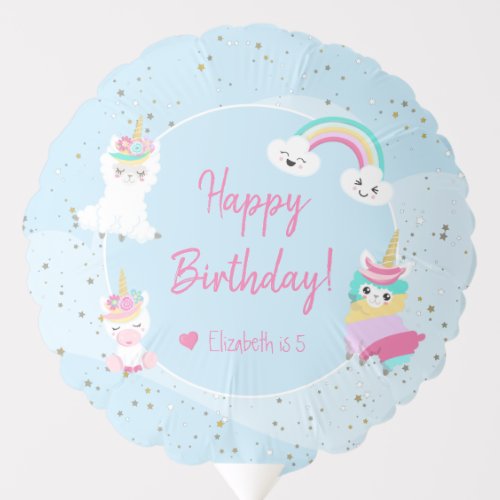 Girls Llamacorn Unicorn Happy Birthday Balloon