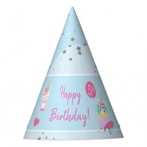 Girls Llamacorn Unicorn Happy Birthday Party Hat